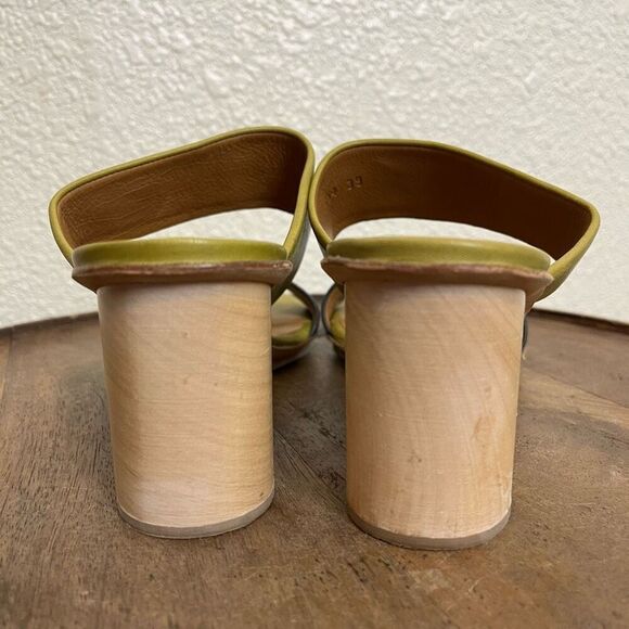 Coclico Doe Wedge Olive And Deep Sea Double Strap Wood Sandals Women’s 39 US 8.5 - Picture 4 of 9